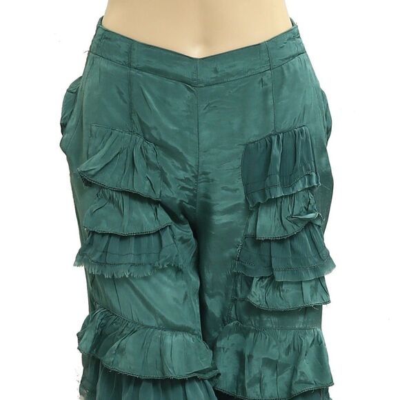 Free People Rock And Frill Pants Ruffle Tiered Smocked Mid Rise Pull-on M 283901 - Picture 7 of 8